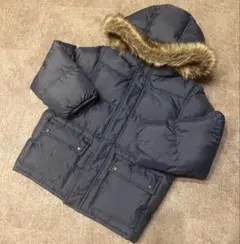 プチバトー　ネイビー ファー付きフード ダウンコート