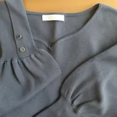 ダークグレー バルーンスリーブ セーター FR