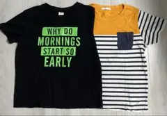 キッズ Tシャツ 2枚セット 半袖 ブラック イエロー ボーダー　120cm