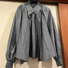 限定価格ブルーグレー バルーンスリーブ シャツ