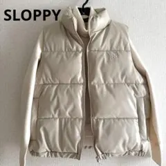 SLOPPY クリーム色 ノースリーブダウンベスト スロッピー刺繍