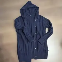 LOUNE フード付きネイビーカーディガン