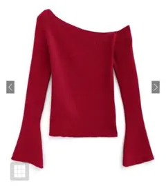 ワンショルダーフレアスリーブニットトップス