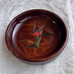 花モチーフの木製菓子器　未使用に近い