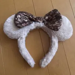 ディズニー　ファー スパンコール リボン カチューシャ