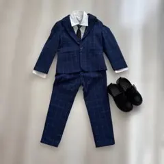 ネイビー チェック柄 スーツセット120