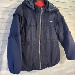 petit main ネイビー フリル付き中綿コート 120