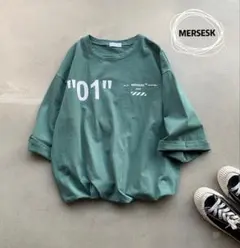 ロゴ Tシャツ 半袖 オーバーサイズ カジュアル ストリート グリーン M
