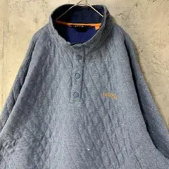 B4376 スウェット ハーフボタン　キルティング　青　ORVIS
