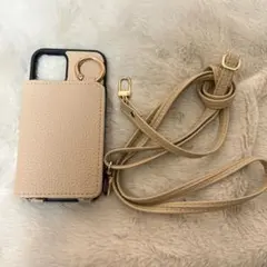 iPhone12mini 手帳型ケース 鏡、ストラップ付き