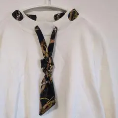 ESPIRITMUR エスプリミュール リボンタイ付き ニットソー 白 L