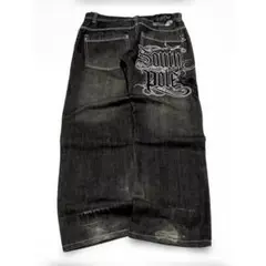 Y2K Wide Denim Baggy Pants Black Fashion
