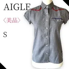 ⭐️美品⭐️ AIGLE エーグル　半袖シャツ　刺繍　フレンチカジュアル