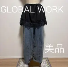 GLOBAL WORK レース シフォンレースビスチェ＆ベルト ブラック 美品のサムネイル