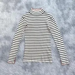 【ニコアンド】ボーダーカットソー ハイネック プルオーバー 春ニット ステッチ