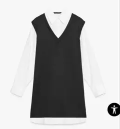 ZARA ダブルファブリック ポプリン ミニワンピース