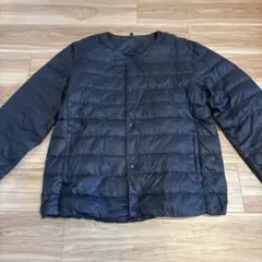 クリーニング済無印良品 メンズ 軽量 ポケッタブルノーカラーダウンジャケットXL