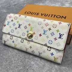 【微美品】ルイヴィトン　長財布　モノグラム　マルチカラー　ホワイト　白　レザー