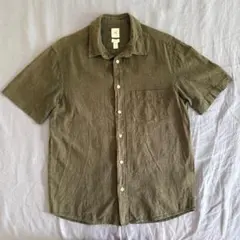 H&M　半袖シャツ　カーキ　グリーン　メンズSサイズ　リネンのサムネイル