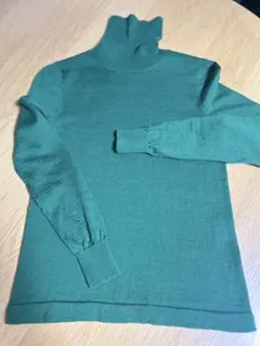 グリーン タートルネック ニット 長袖