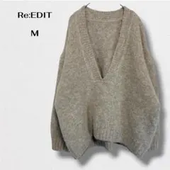 タグ付 Re:EDIT リエディ 深Vネック ニット ゆったり 体型カバー M