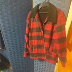 レッド・ブラックチェックボア襟ジャケット