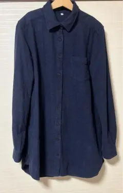 無印良品 ネイビー 厚手 長袖ブラウス Lサイズ MUJI 紺色 シンプル