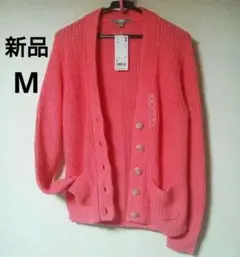 M 新品 UNIQLO カーディガン ニット アウター 上着 リブ編み ピンク