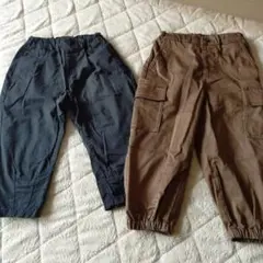 カーゴパンツ 2点セット 濃いグレー、 ブラウン
