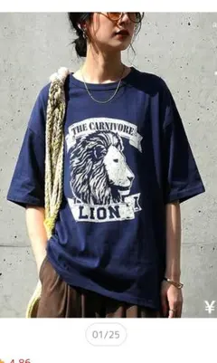 新品アンティカ　アニマルロゴ半袖Tシャツ　ライオンのサムネイル