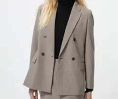 UNIQLOダブルジャケットSサイズブラウン チェック 新品 ユニクロ