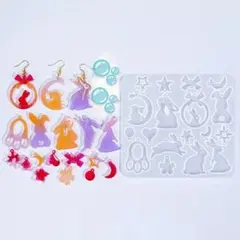 匿名配送♡シリコンモールド☆色んなうさぎ チャーム型