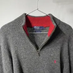 POLO Ralph Lauren ハーフジップ ラムウール ニット L グレー