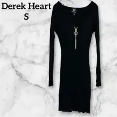 希少✨Derek Heart 【S】　ニット　ミニワンピース 黒　ハーフジップ