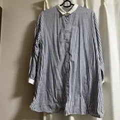 SM2 サマンサモスモス青と白のストライプ長袖シャツ