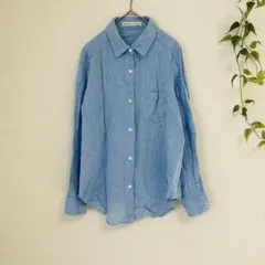 Balcony and Bed リネンシャツ フリーサイズ ブルー 良品 希少のサムネイル