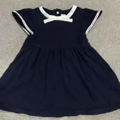 ネイビー フリル袖 ワンピース 202