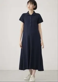 エンジェリーベ半袖ポロマキシワンピース　マタニティ・授乳服【出産後も長く使える】