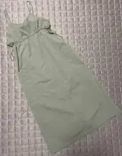 しまむら キャミワンピース ナイロンキャミワンピ ドロストワンピース カーキ