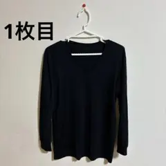 ユニクロ　メンズヒートテック Mブラック長袖 Vネック　2枚セット