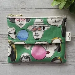 ポケットティッシュポーチ　ラミネートポーチ ハンドメイド　ファニーフェイス