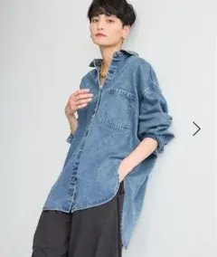 バンヤードストーム　ルーズシルエットデニムブルー オーバーサイズシャツ