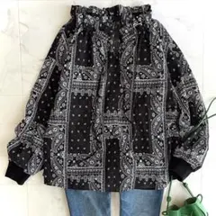 Blanc basque ブランバスク ペイズリー柄 スタンドフリル シャツのサムネイル