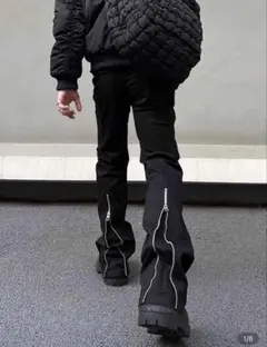 メンズカジュアルロングパンツジッパーデザイン