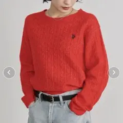 【U.S.POLO ASSN.】 ワンポイントケーブルニット