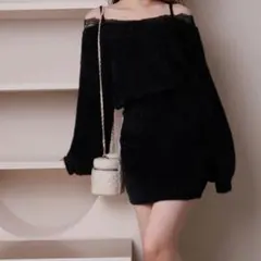 LIP SERVICE レース×フェザーブラウジングニットワンピース