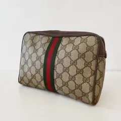 GUCCI グッチ　ポーチ　GG柄　PVC レザー　シェリーライン
