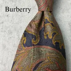 상태좋음 Burberry 버버리 페이즐리 무늬 총 무늬 넥타이 네이비 감색