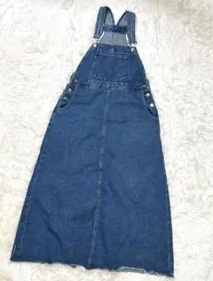 【美品】デニム サロペットスカート Aライン カットオフ調整可能ストラップ