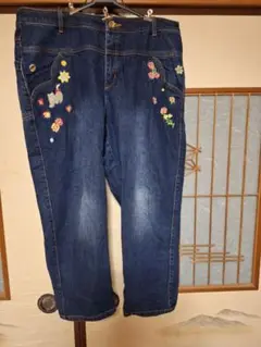 フランシュリッペ刺繍デザイン ダークブルー デニムパンツFL7